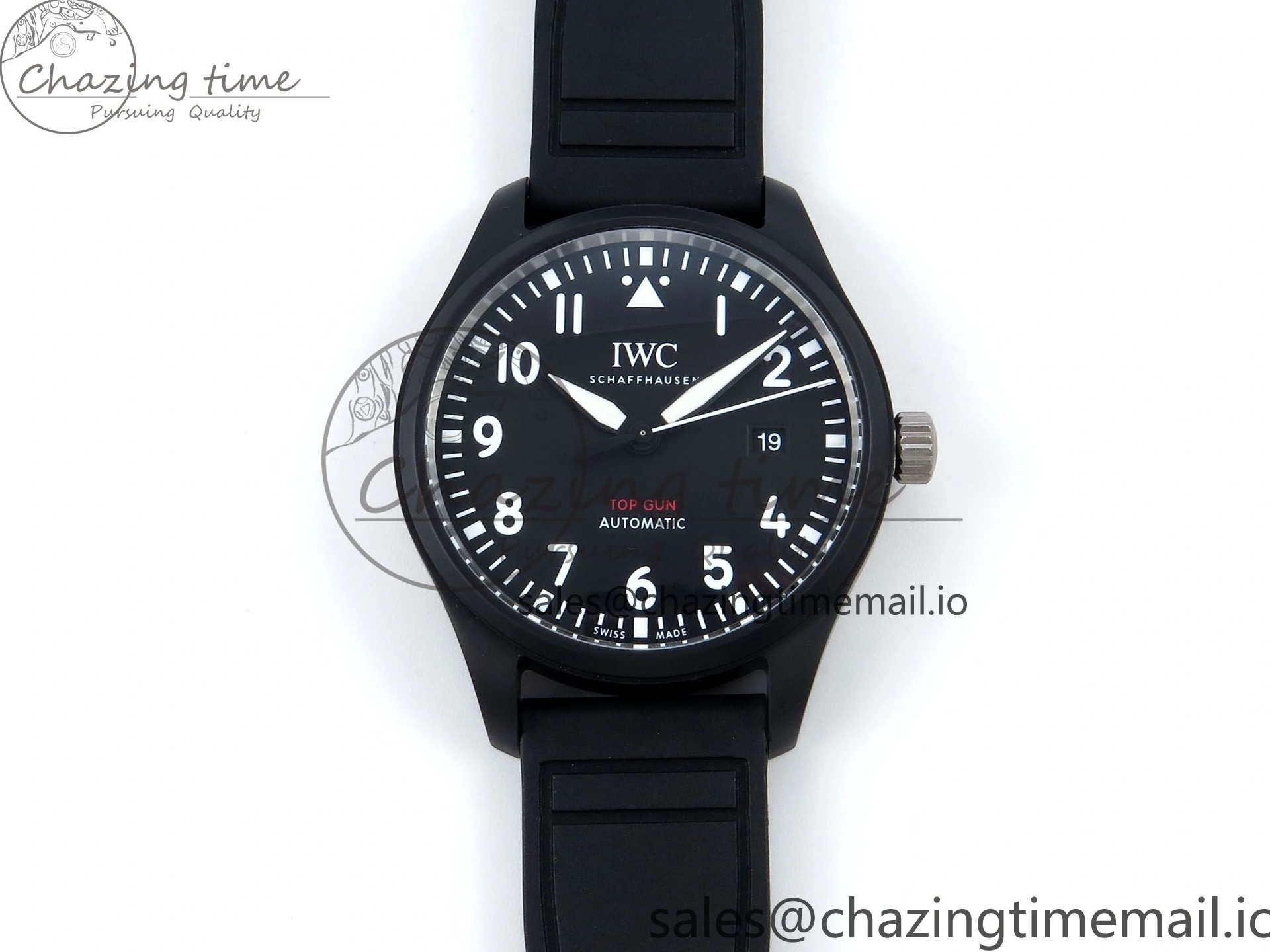 MIROTIME 0203 Pilot Top Gun IW326901 M+F 1:1 Best Edition Black Dial on Black Rubber Strap A SportInspired 6999